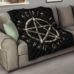 Viking Nordic Runes Pentagram Print Quilt