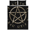 Viking Nordic Runes Pentagram Print Quilt Bed Set