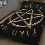 Viking Nordic Runes Pentagram Print Quilt Bed Set