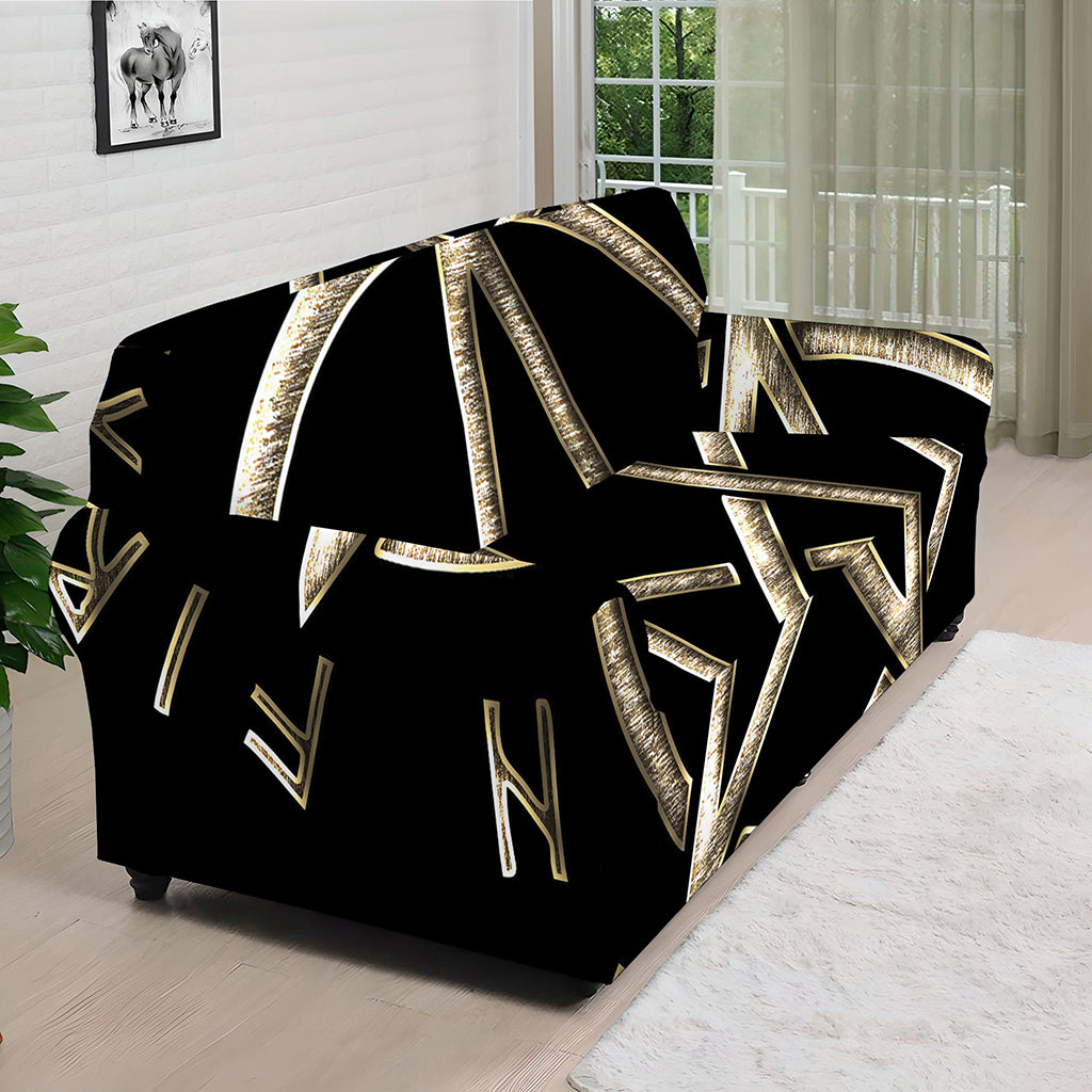 Viking Nordic Runes Pentagram Print Sofa Cover