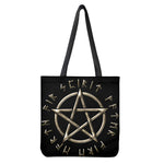 Viking Nordic Runes Pentagram Print Tote Bag