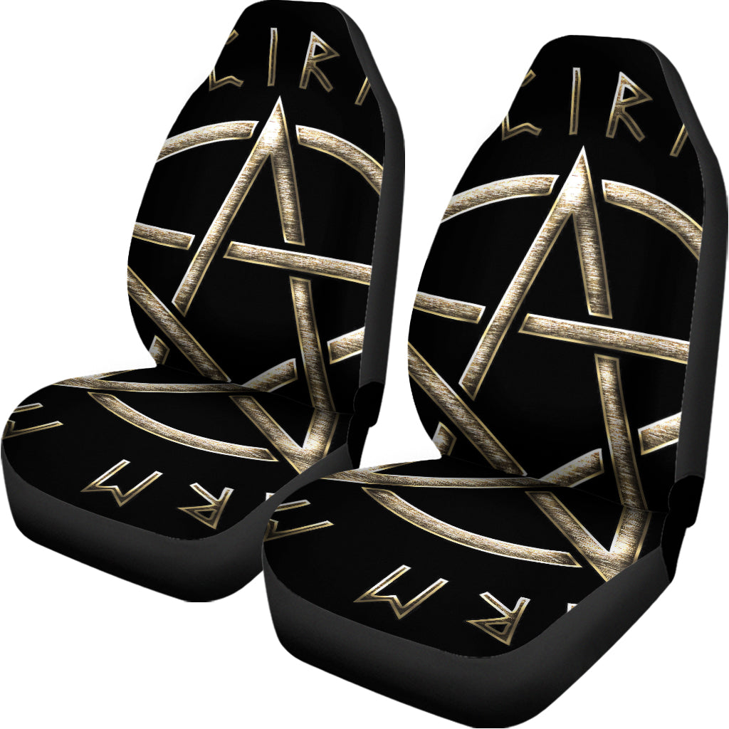 Viking Nordic Runes Pentagram Print Universal Fit Car Seat Covers
