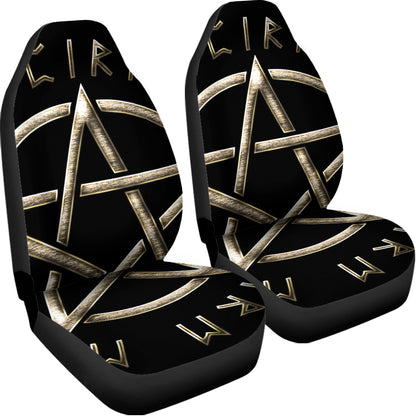 Viking Nordic Runes Pentagram Print Universal Fit Car Seat Covers