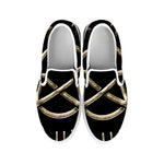 Viking Nordic Runes Pentagram Print White Slip On Shoes