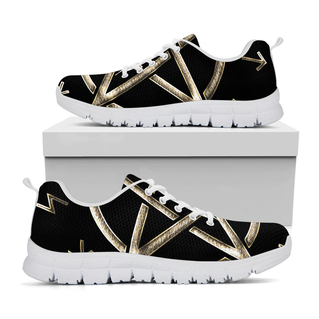 Viking Nordic Runes Pentagram Print White Sneakers