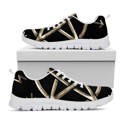 Viking Nordic Runes Pentagram Print White Sneakers
