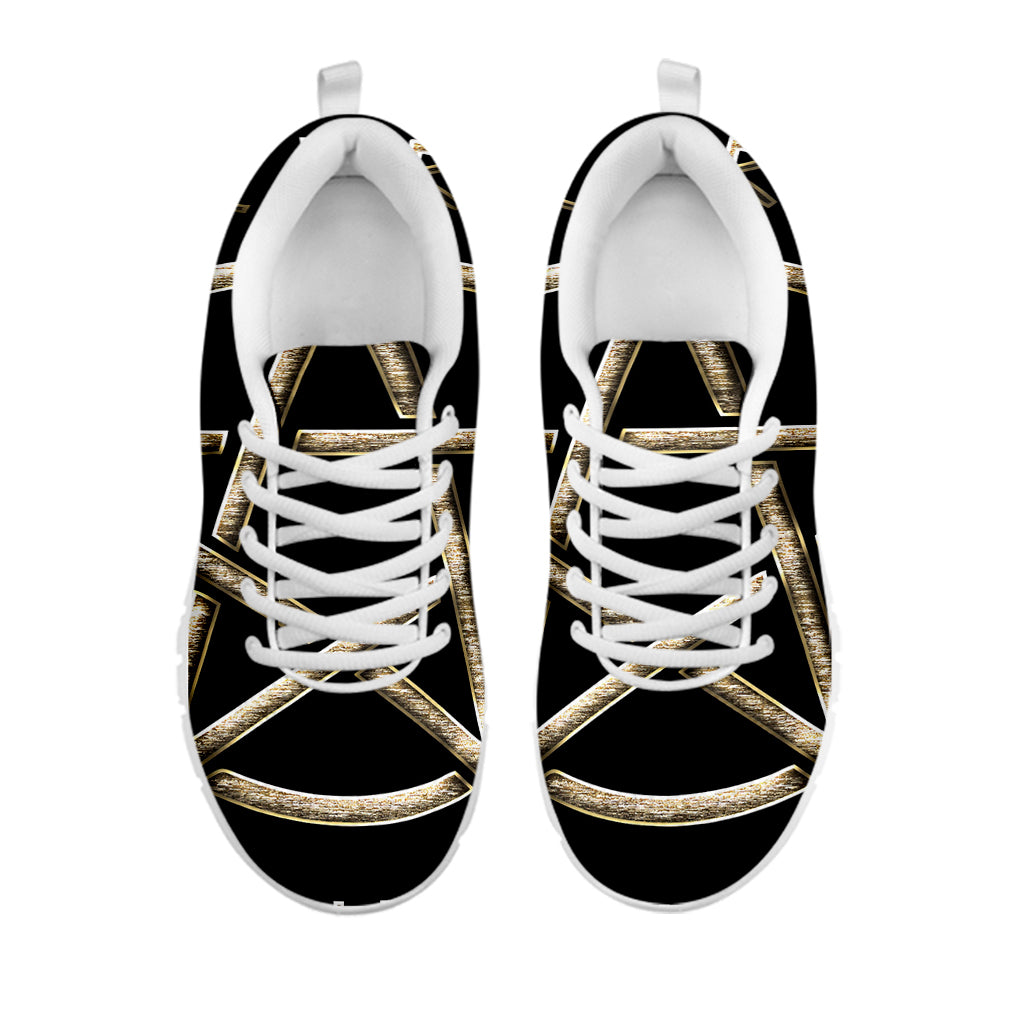 Viking Nordic Runes Pentagram Print White Sneakers
