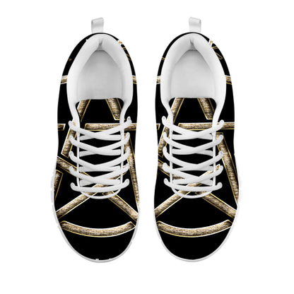 Viking Nordic Runes Pentagram Print White Sneakers