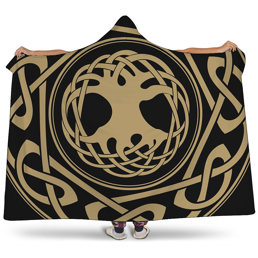 Viking Tree Of Life Print Hooded Blanket