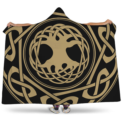 Viking Tree Of Life Print Hooded Blanket