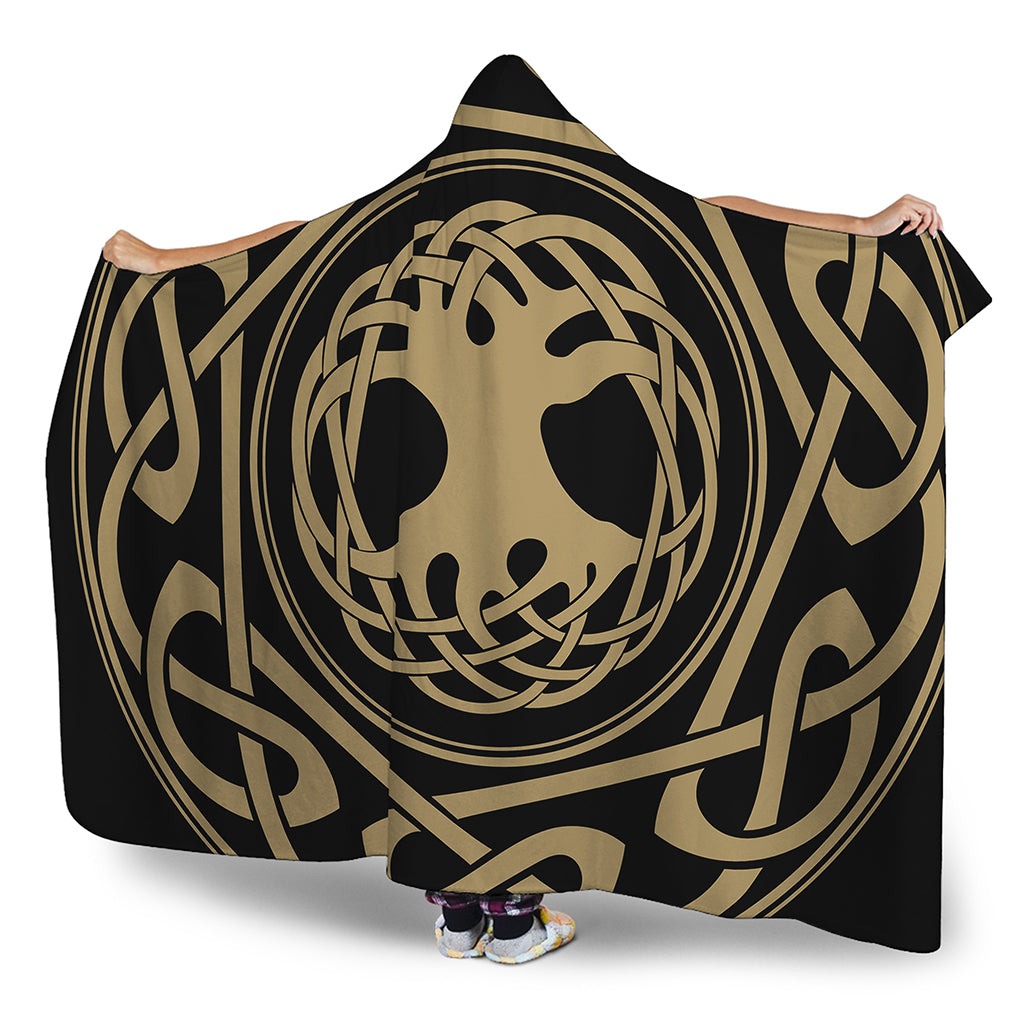 Viking Tree Of Life Print Hooded Blanket