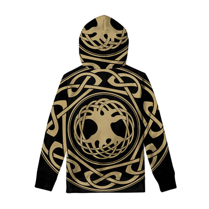 Viking Tree Of Life Print Pullover Hoodie