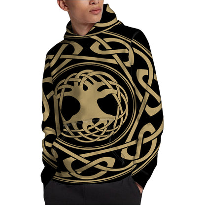 Viking Tree Of Life Print Pullover Hoodie