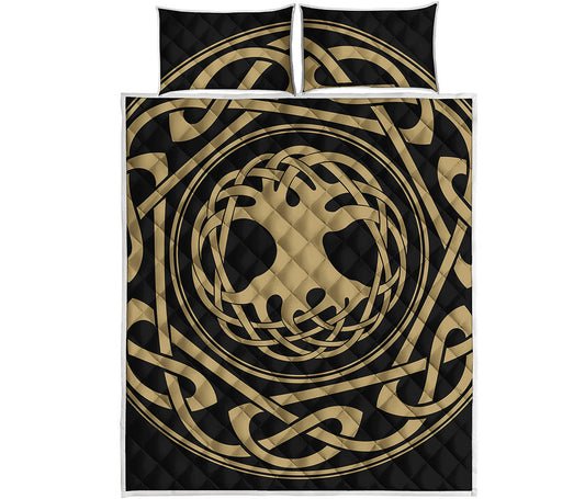 Viking Tree Of Life Print Quilt Bed Set