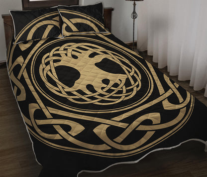 Viking Tree Of Life Print Quilt Bed Set