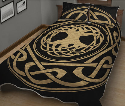 Viking Tree Of Life Print Quilt Bed Set