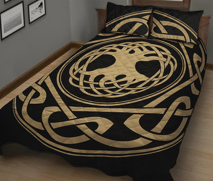 Viking Tree Of Life Print Quilt Bed Set