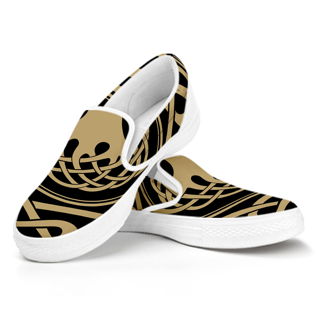Viking Tree Of Life Print White Slip On Shoes