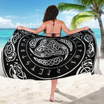Viking Triple Horn Of Odin Print Beach Sarong Wrap