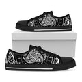 Viking Triple Horn Of Odin Print Black Low Top Sneakers