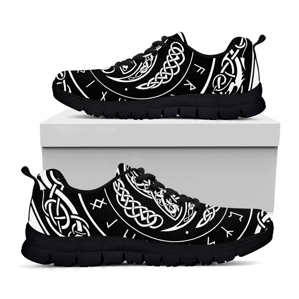 Viking Triple Horn Of Odin Print Black Sneakers