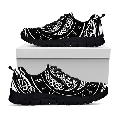 Viking Triple Horn Of Odin Print Black Sneakers