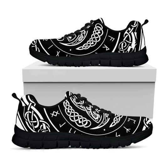 Viking Triple Horn Of Odin Print Black Sneakers