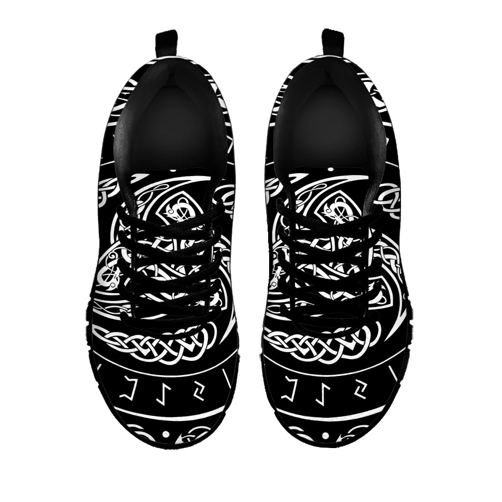 Viking Triple Horn Of Odin Print Black Sneakers