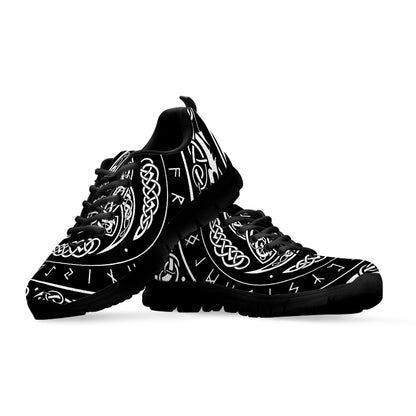 Viking Triple Horn Of Odin Print Black Sneakers