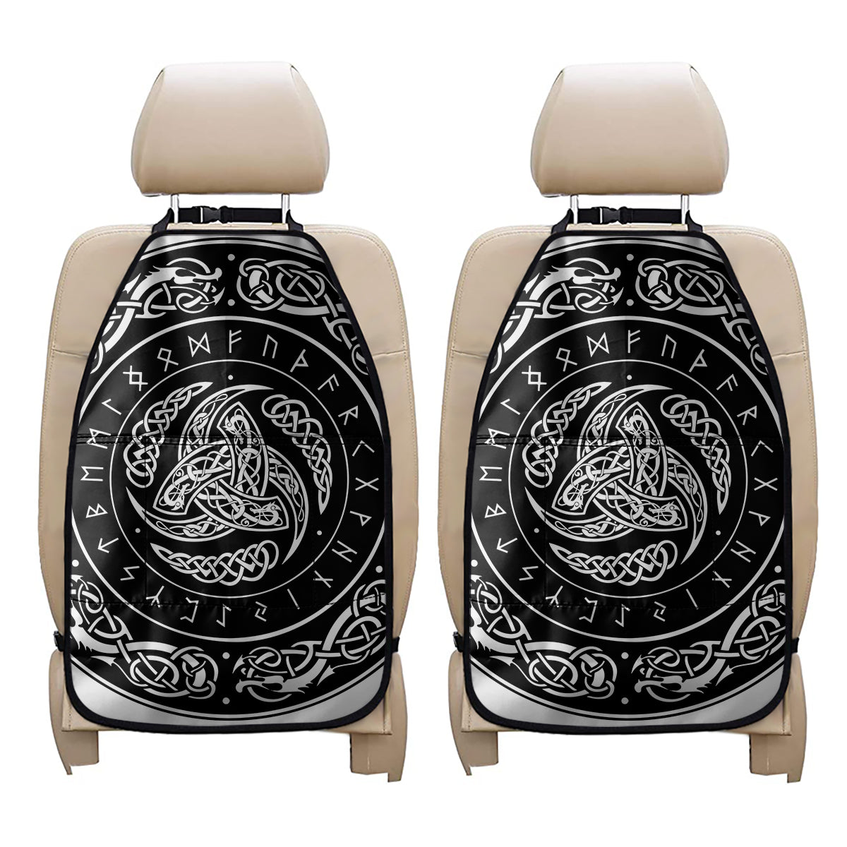 Viking Triple Horn Of Odin Print Car Seat Organizers