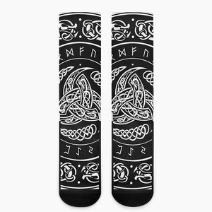 Viking Triple Horn Of Odin Print Crew Socks