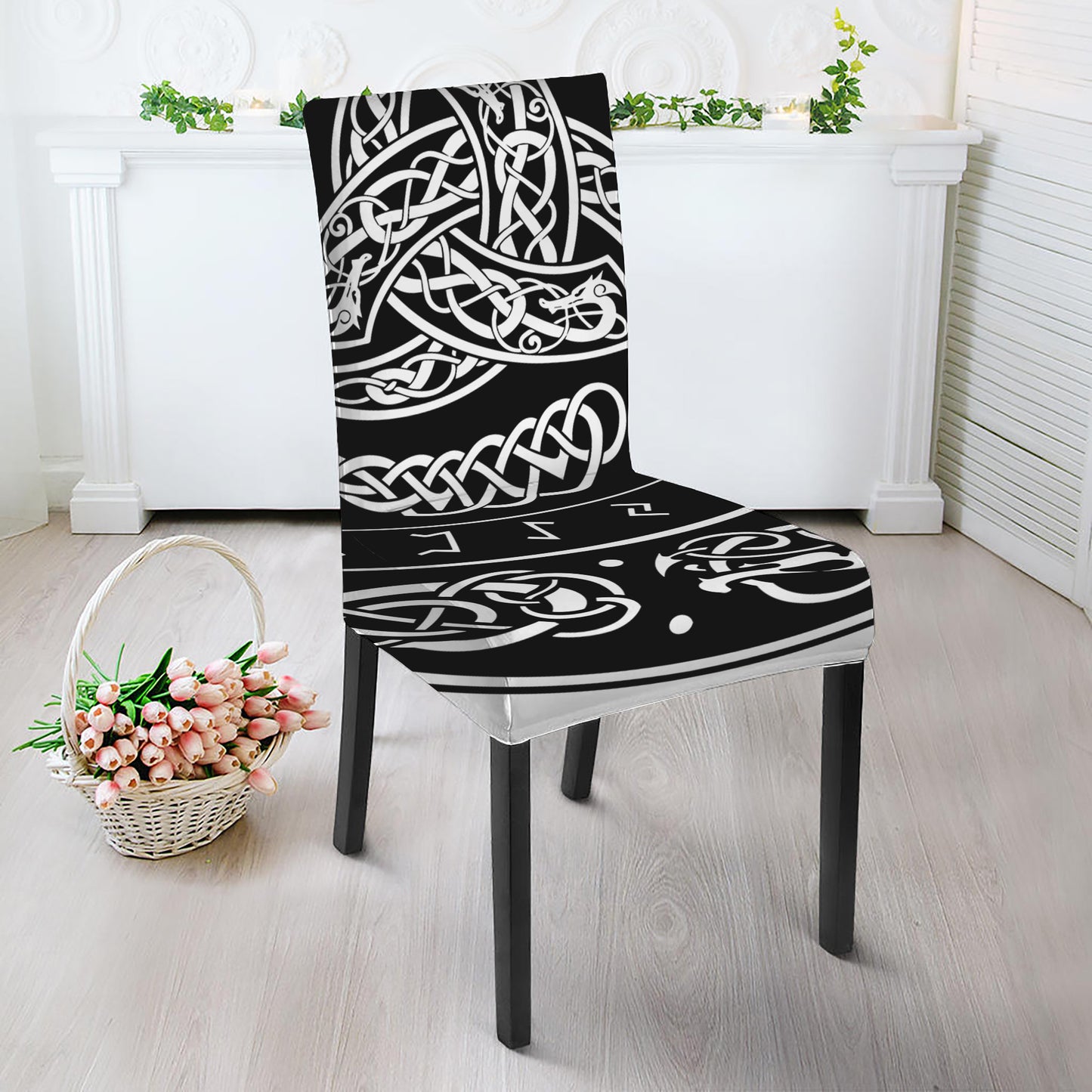 Viking Triple Horn Of Odin Print Dining Chair Slipcover