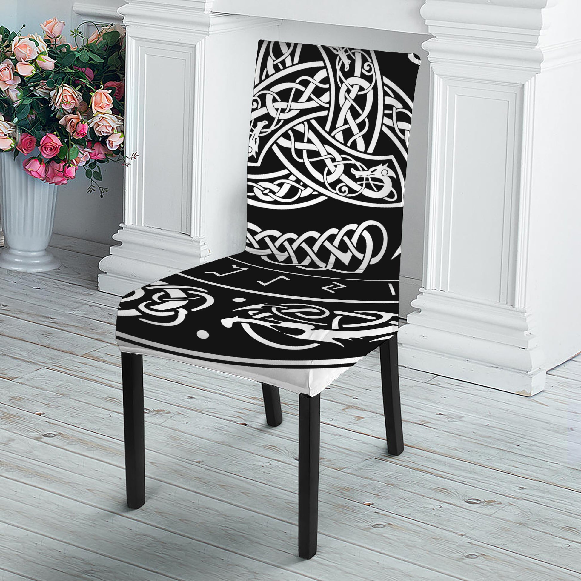 Viking Triple Horn Of Odin Print Dining Chair Slipcover