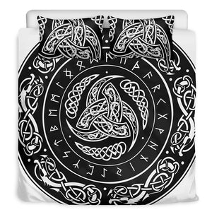 Viking Triple Horn Of Odin Print Duvet Cover Bedding Set