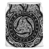 Viking Triple Horn Of Odin Print Duvet Cover Bedding Set