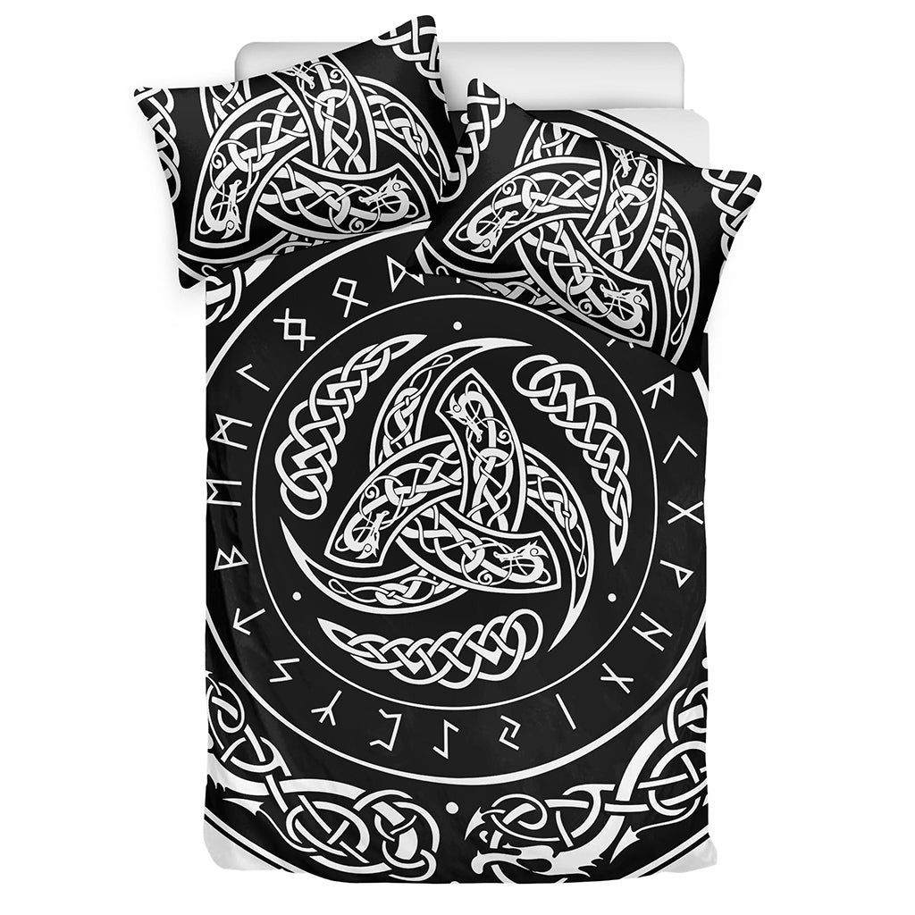 Viking Triple Horn Of Odin Print Duvet Cover Bedding Set