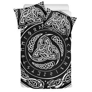 Viking Triple Horn Of Odin Print Duvet Cover Bedding Set