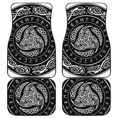 Viking Triple Horn Of Odin Print Front and Back Car Floor Mats