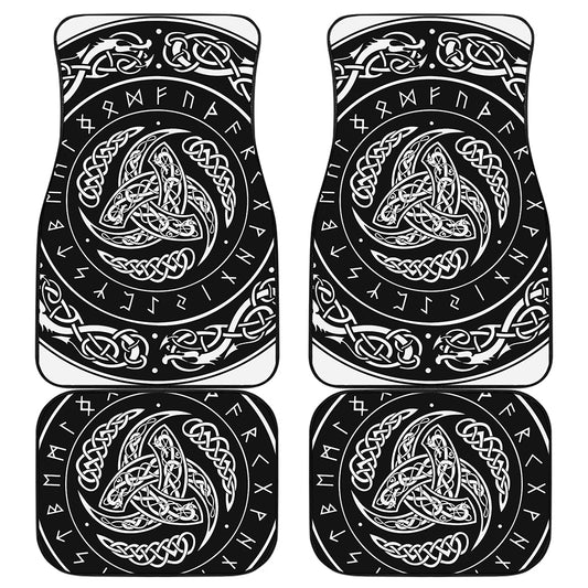 Viking Triple Horn Of Odin Print Front and Back Car Floor Mats