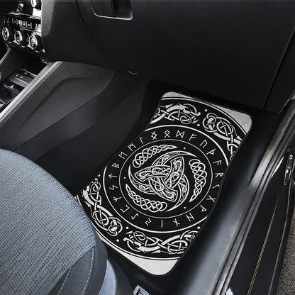 Viking Triple Horn Of Odin Print Front and Back Car Floor Mats