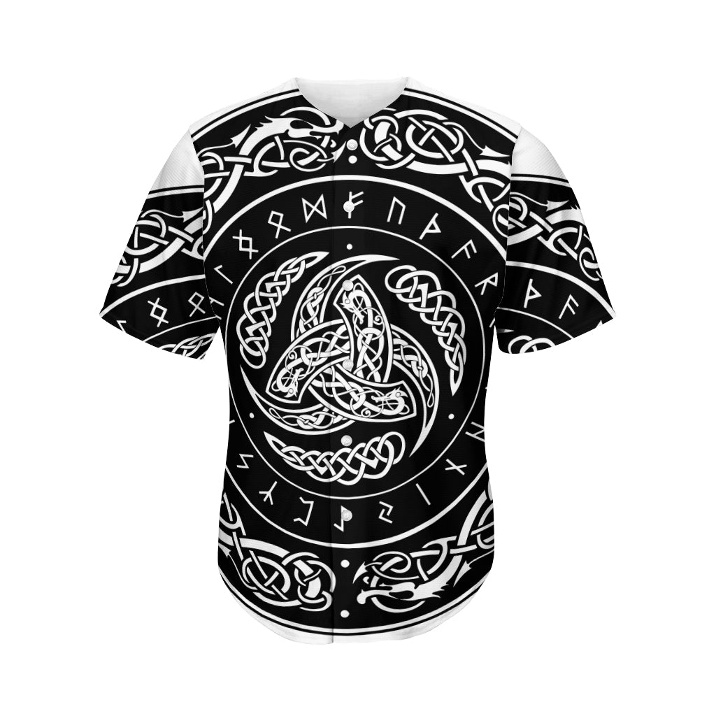 Viking Triple Horn Of Odin Print Men's Baseball Jersey