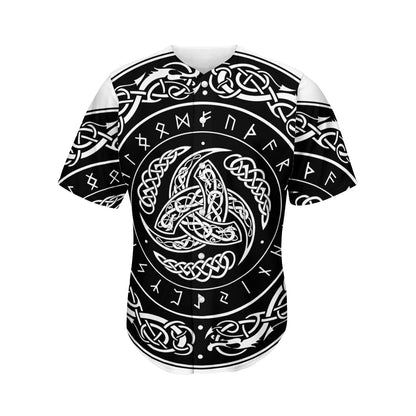 Viking Triple Horn Of Odin Print Men's Baseball Jersey