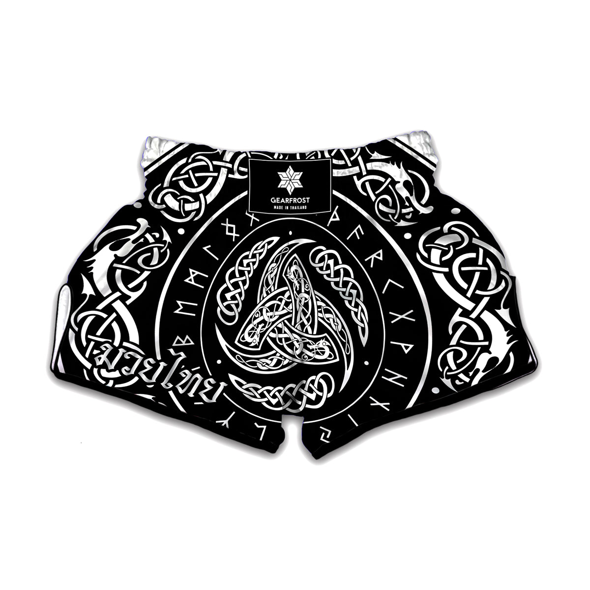 Viking Triple Horn Of Odin Print Muay Thai Boxing Shorts