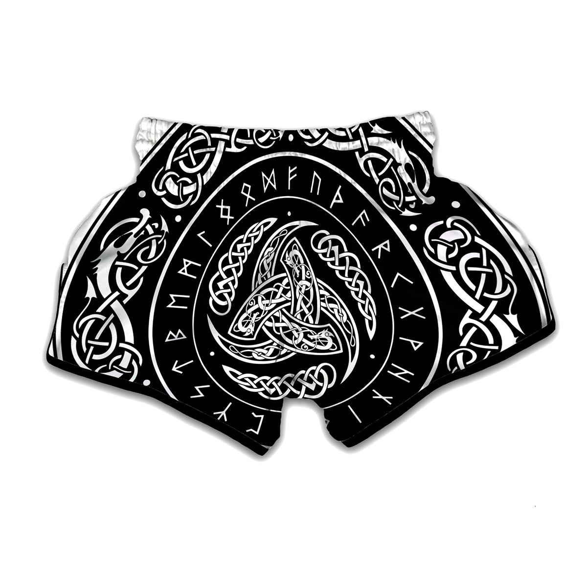 Viking Triple Horn Of Odin Print Muay Thai Boxing Shorts