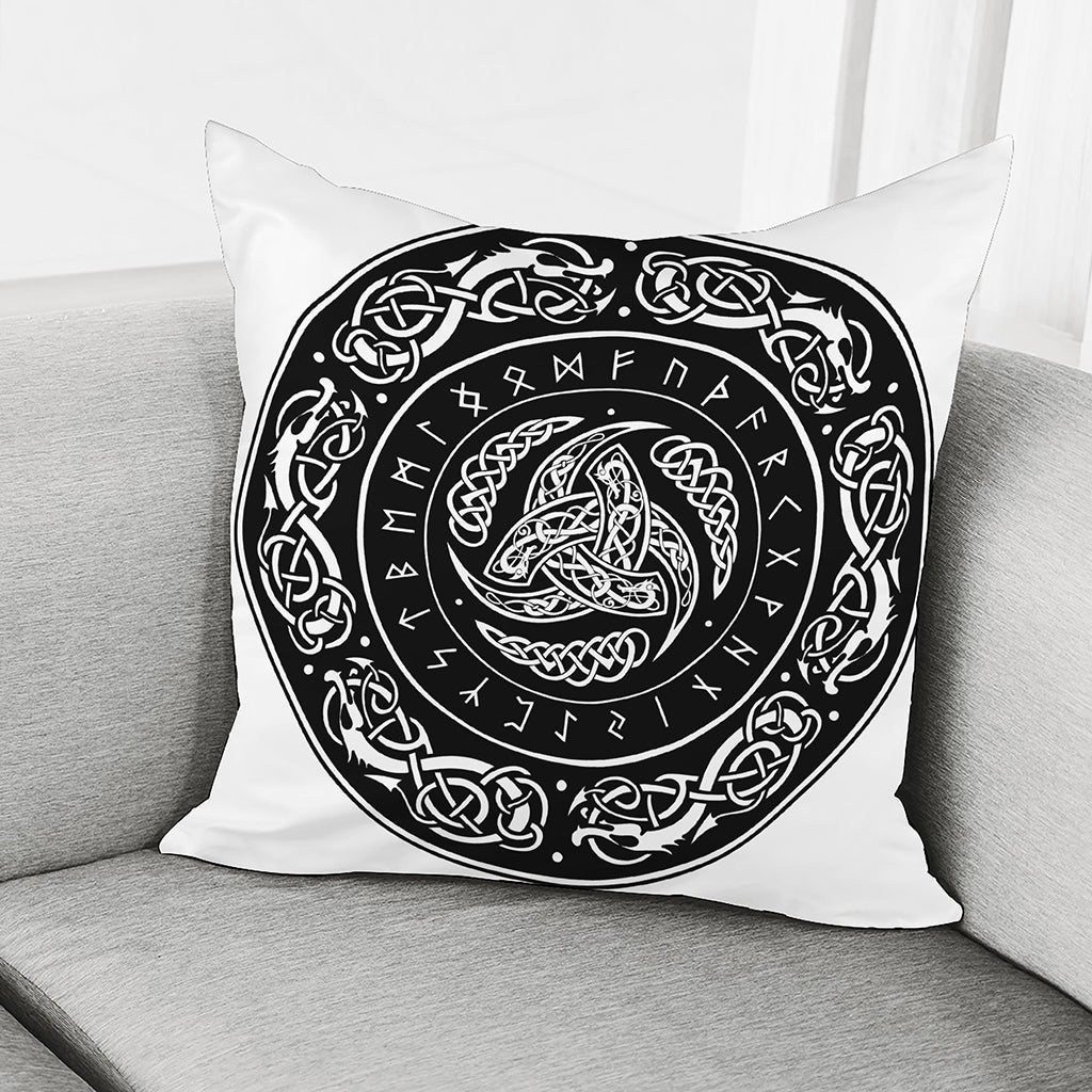 Viking Triple Horn Of Odin Print Pillow Cover