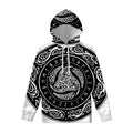 Viking Triple Horn Of Odin Print Pullover Hoodie
