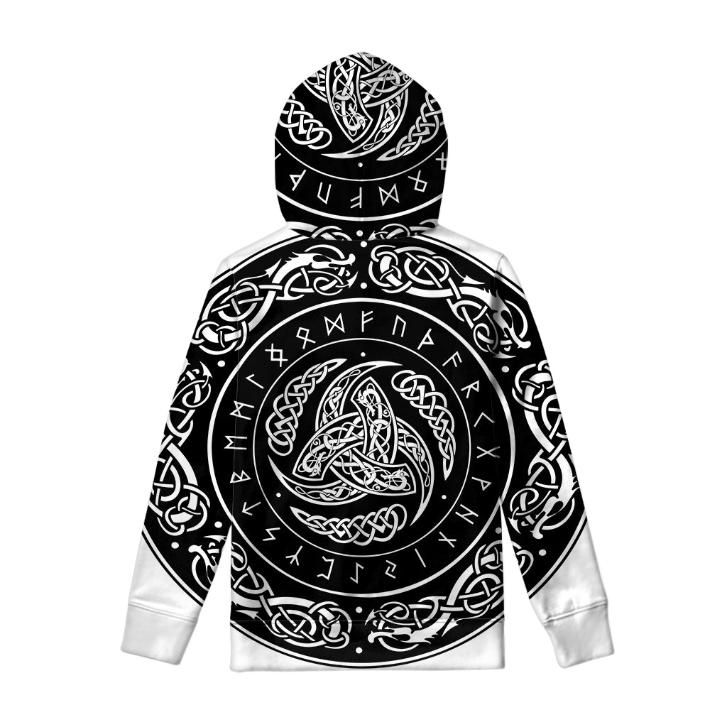 Viking Triple Horn Of Odin Print Pullover Hoodie