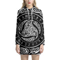 Viking Triple Horn Of Odin Print Pullover Hoodie Dress