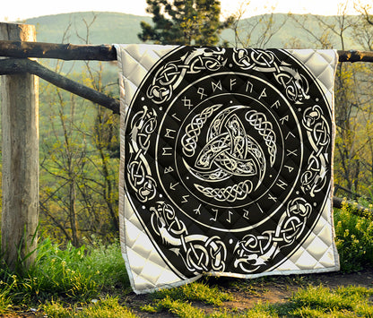 Viking Triple Horn Of Odin Print Quilt