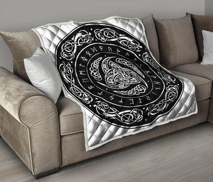 Viking Triple Horn Of Odin Print Quilt
